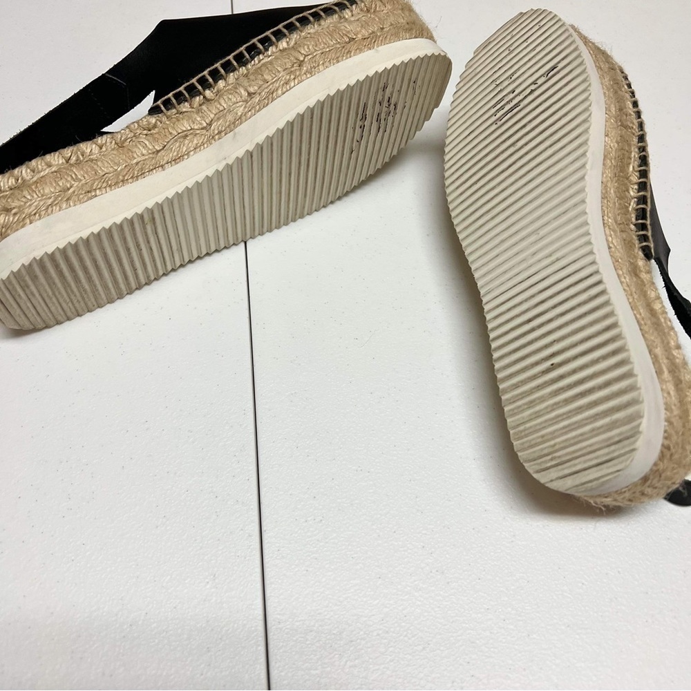 Soludos Black and Natural Platform Espadrille Sandals - Picture 4 of 7